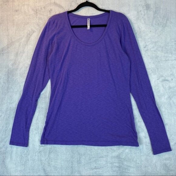 Fabletics Long Sleeve Tee Womens XXL Scoop Neck Purple Stretchy Activewear Top - Picture 1 of 11